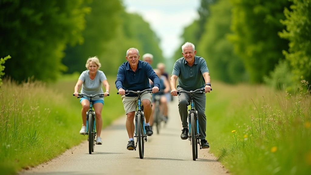 Group of cyclists on heritage path